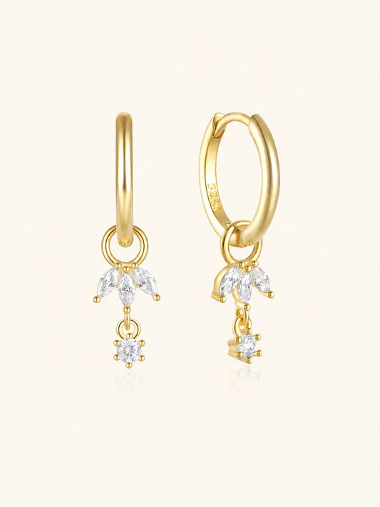 925 Sterling Silver Flower Zircon Pendant Earrings
