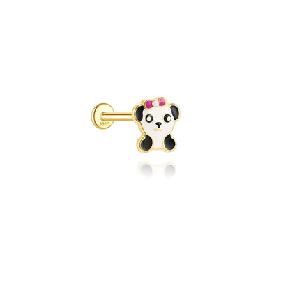 S925 Sterling Silver Fun Animal Flat Back Threaded Stud Earring