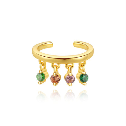 S925 Sterling Silver Geometric Tassel Cubic Zirconia Dangle Earrings