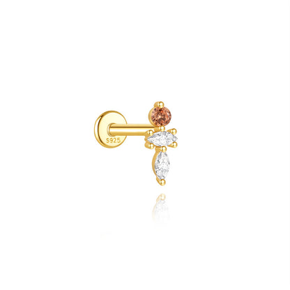 S925 Sterling Silver Geometric Tassel Cubic Zirconia Dangle Earrings