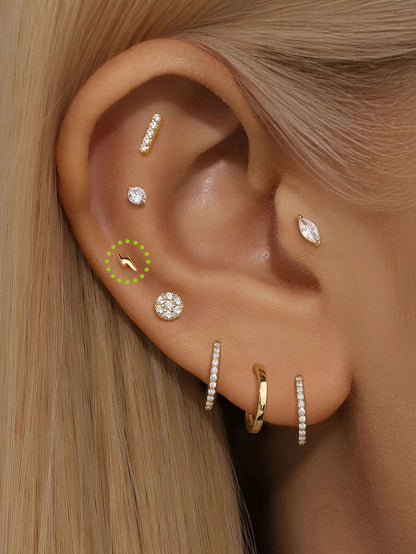 S925 Sterling Silver Glossy Lightning Simplicity Ear Piercing Stud