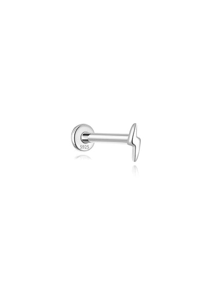 S925 Sterling Silver Glossy Lightning Simplicity Ear Piercing Stud