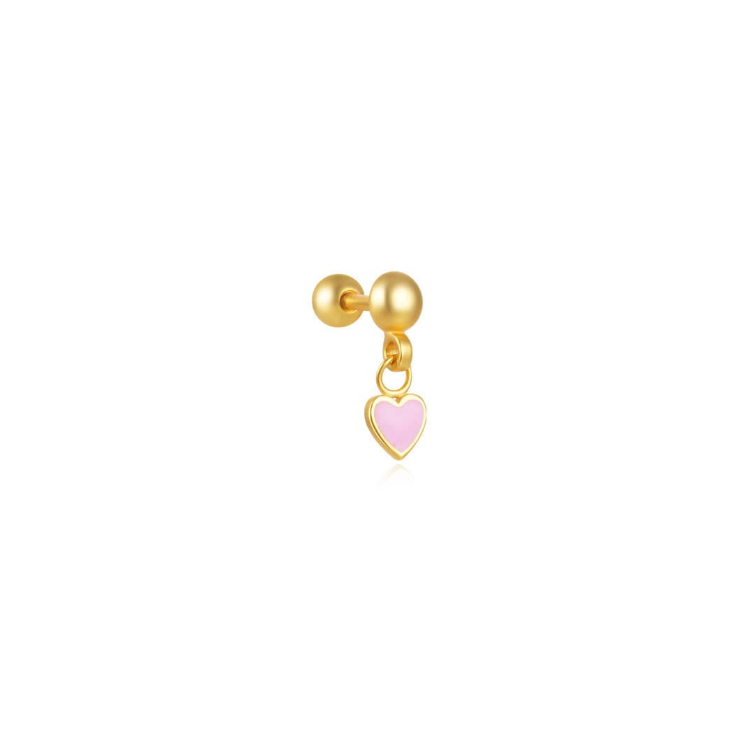 S925 Sterling Silver Heart Pendant Piercing Stud Earring