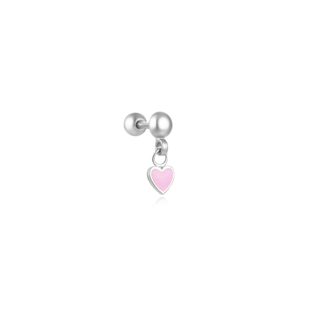 S925 Sterling Silver Heart Pendant Piercing Stud Earring
