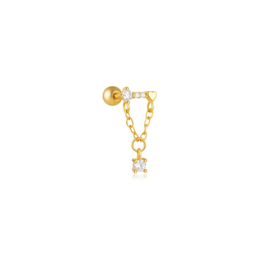 S925 Sterling Silver Heart Pendant Piercing Stud Earring