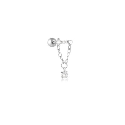 S925 Sterling Silver Heart Pendant Piercing Stud Earring