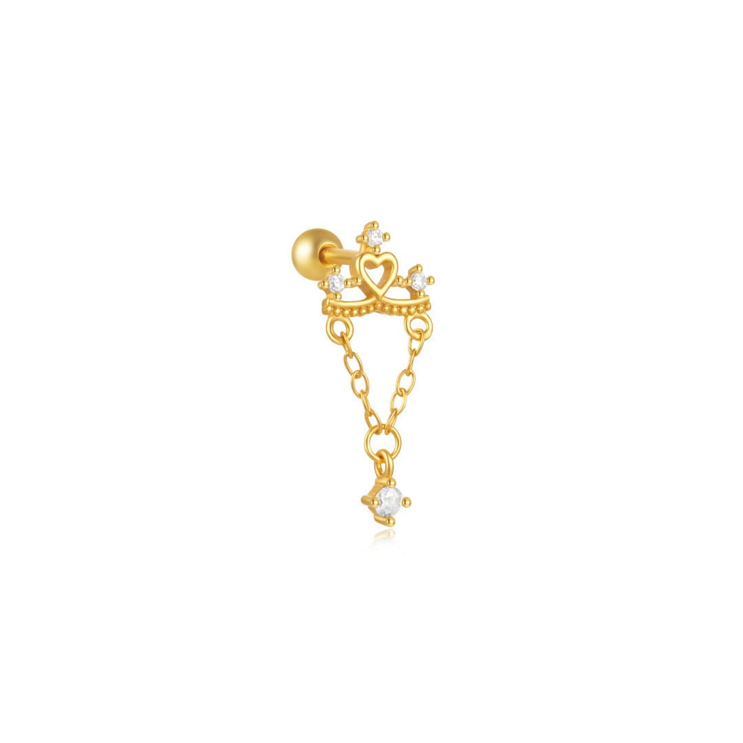 S925 Sterling Silver Heart Pendant Piercing Stud Earring