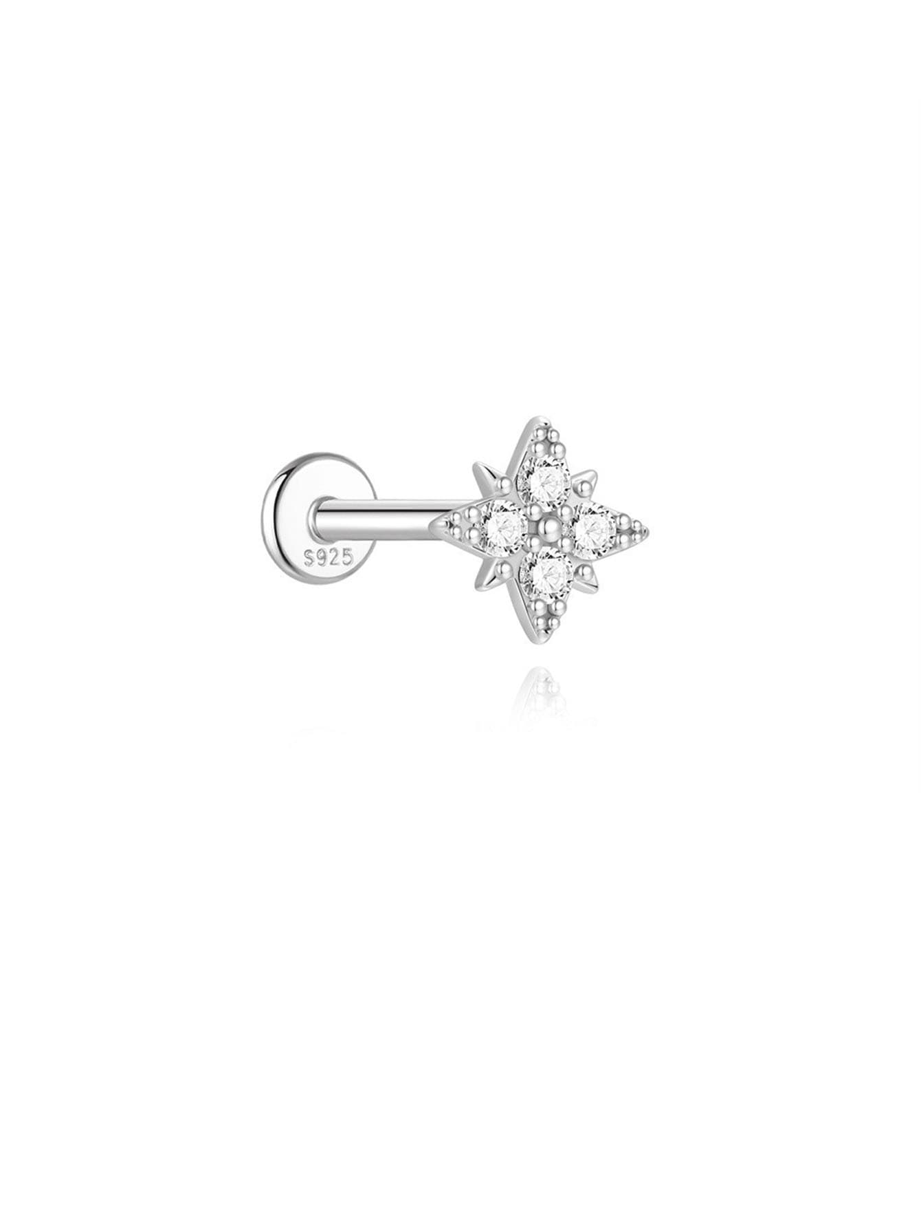 S925 Sterling Silver Heart Water Drop Piercing Studs