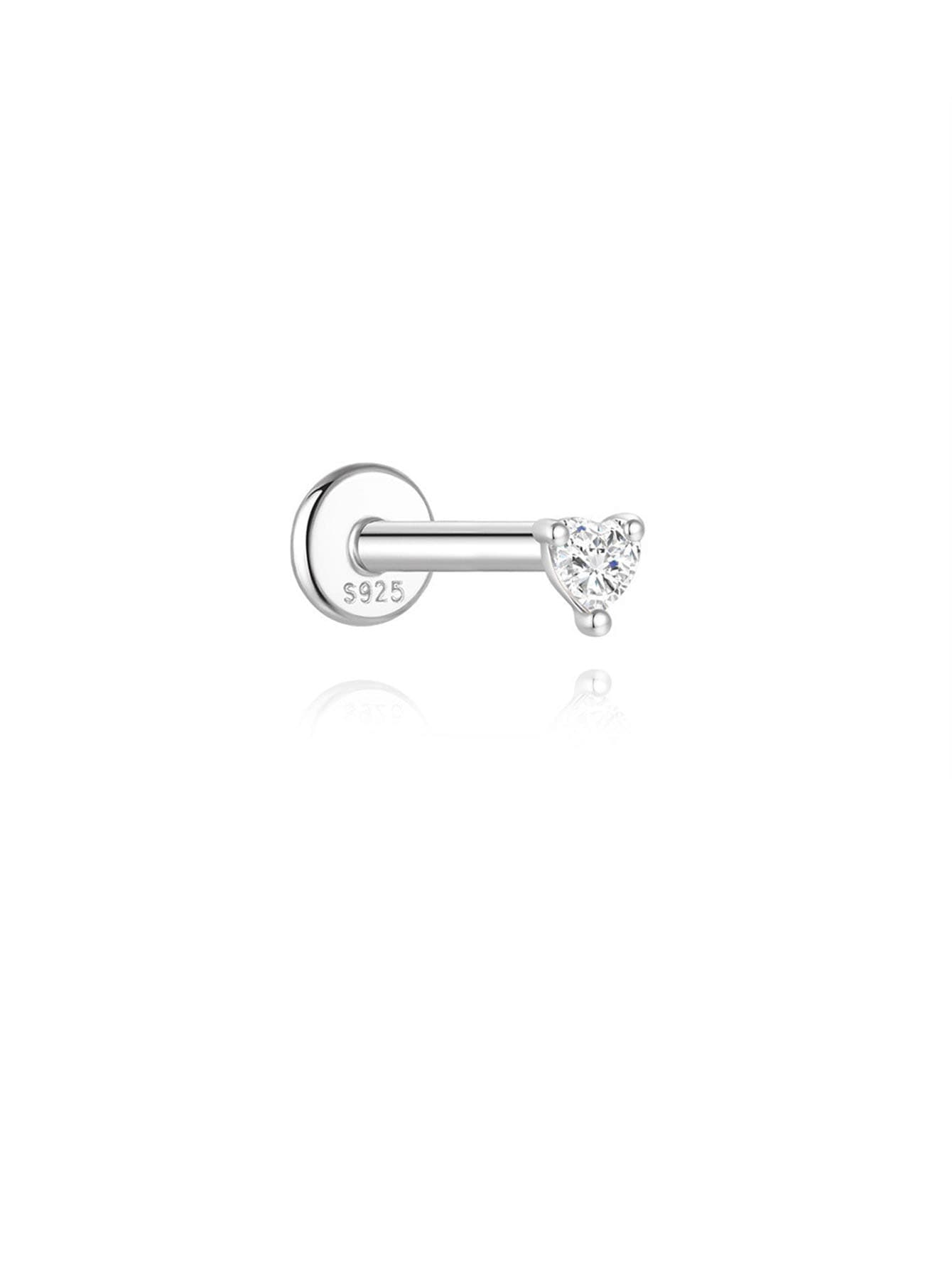 S925 Sterling Silver Heart Water Drop Piercing Studs