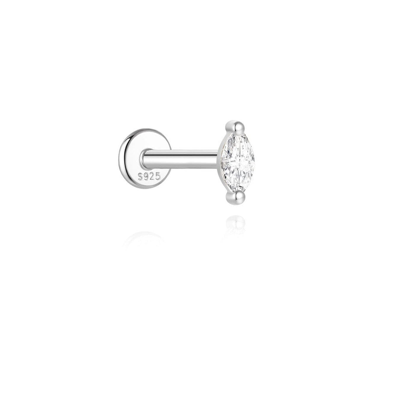 S925 Sterling Silver Heart Water Drop Moissanite Piercing Studs