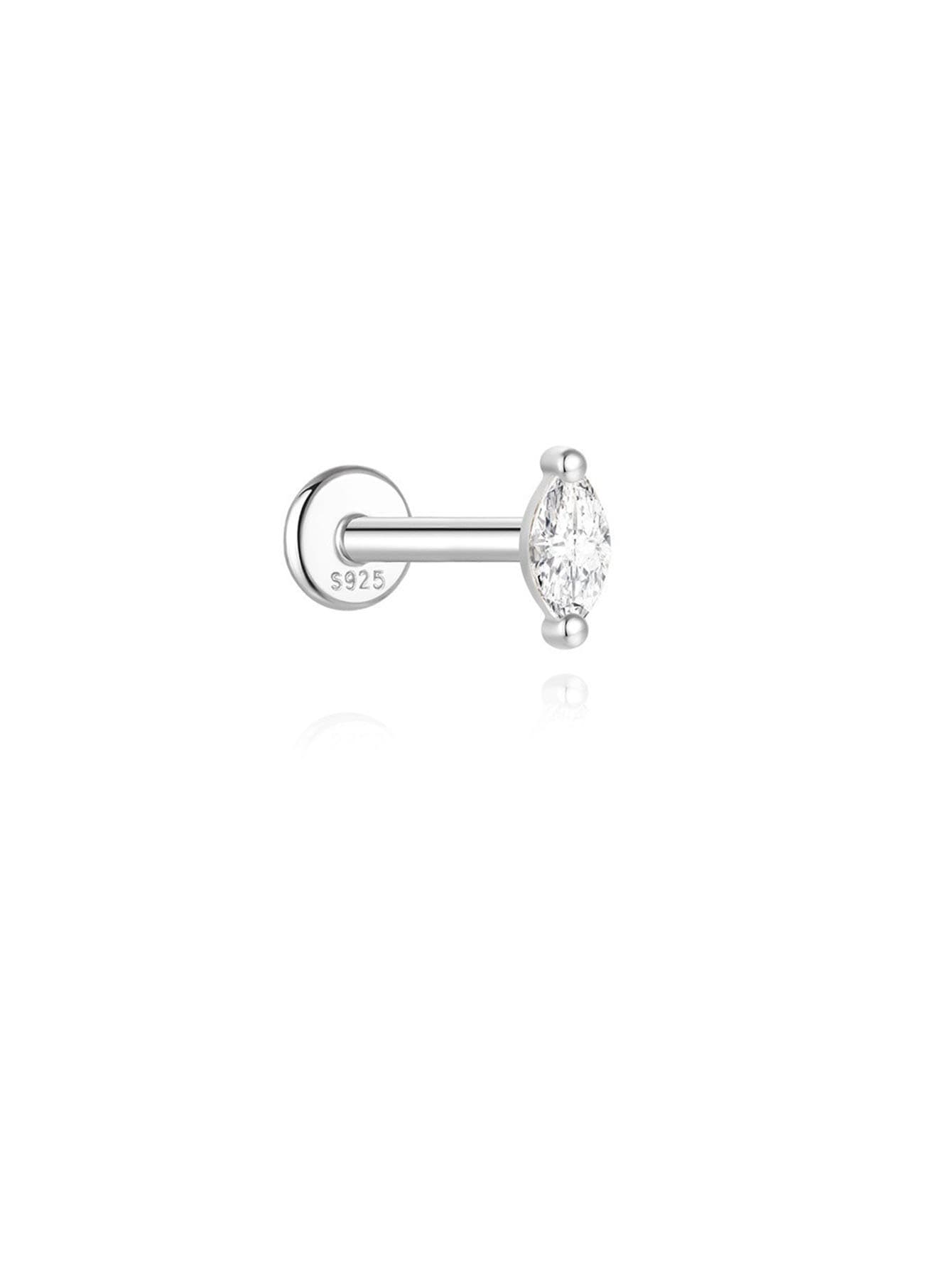 S925 Sterling Silver Heart Water Drop Piercing Studs