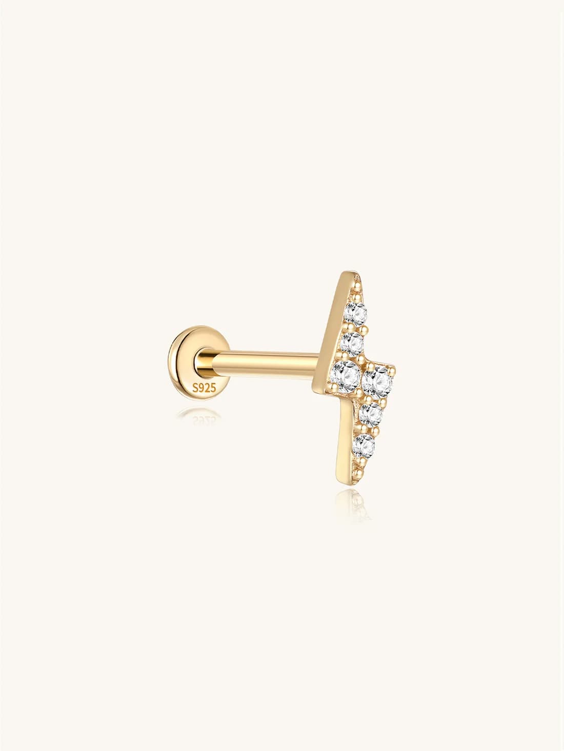 S925 Sterling Silver Lightning Zircon Ear Piercing Stud