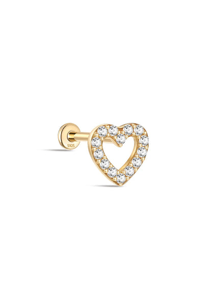 S925 Sterling Silver Love Zircon Ear Piercing Stud