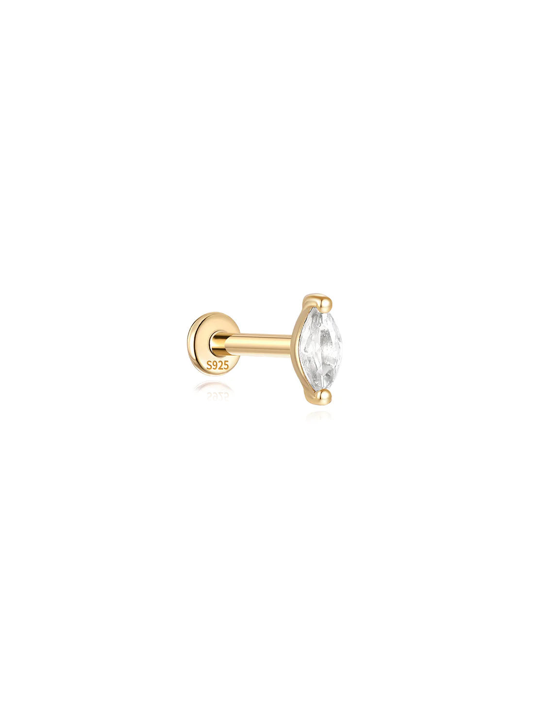 S925 Sterling Silver Marquise Zircon Thread Ear Piercing Stud