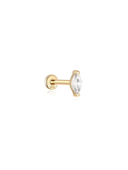 S925 Sterling Silver Marquise Zircon Thread Ear Piercing Stud