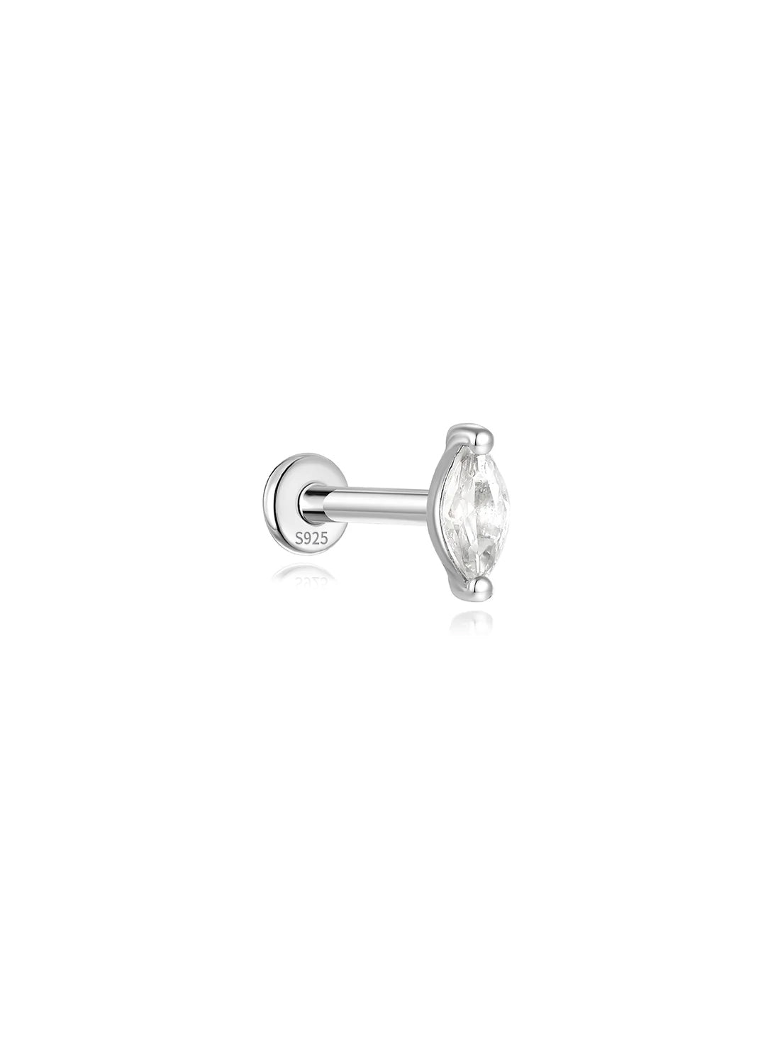 S925 Sterling Silver Marquise Zircon Thread Ear Piercing Stud