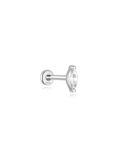 S925 Sterling Silver Marquise Zircon Thread Ear Piercing Stud