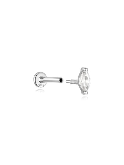 S925 Sterling Silver Marquise Zircon Thread Ear Piercing Stud