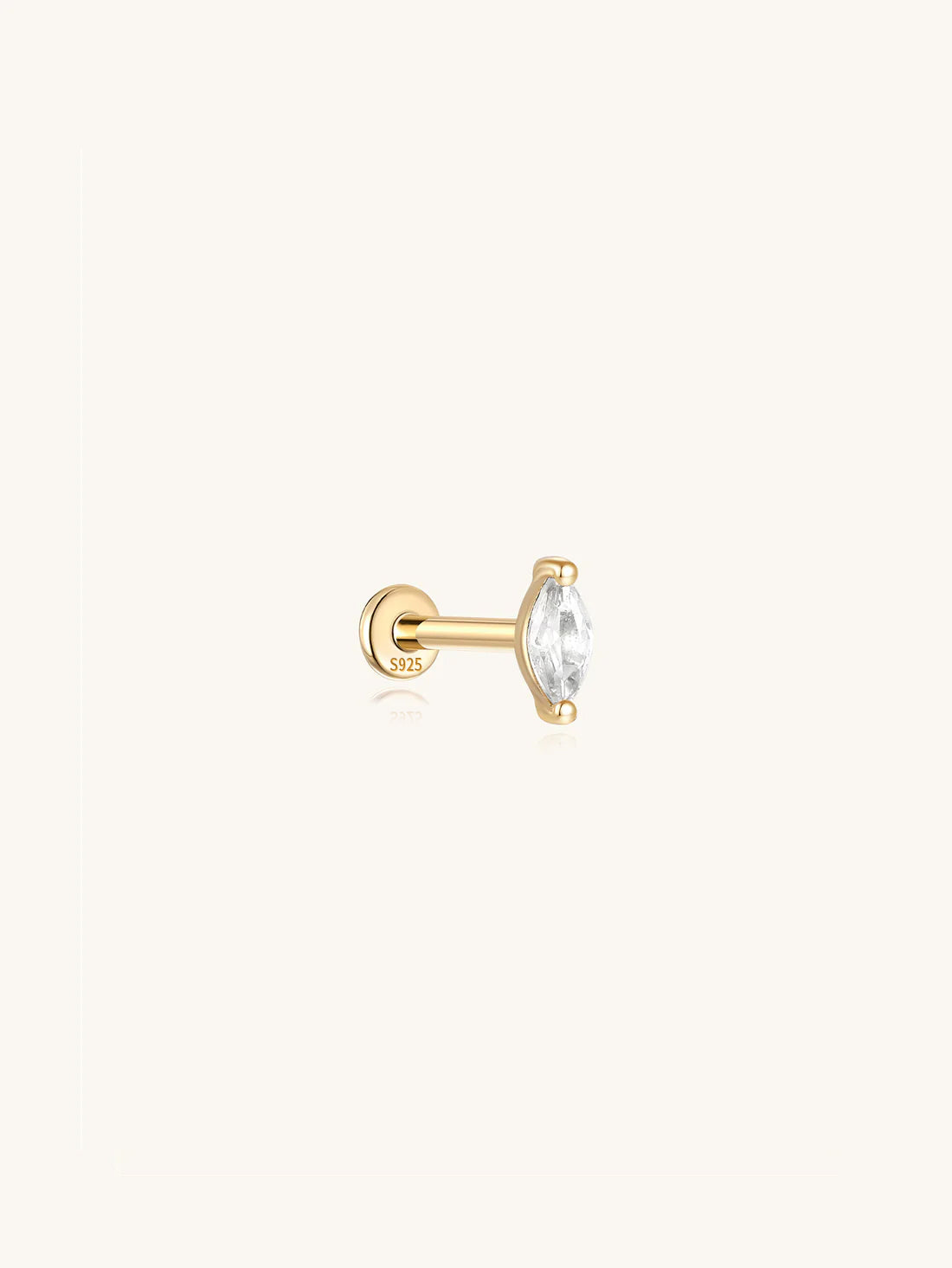 S925 Sterling Silver Marquise Zircon Thread Ear Piercing Stud