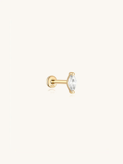 S925 Sterling Silver Marquise Zircon Thread Ear Piercing Stud