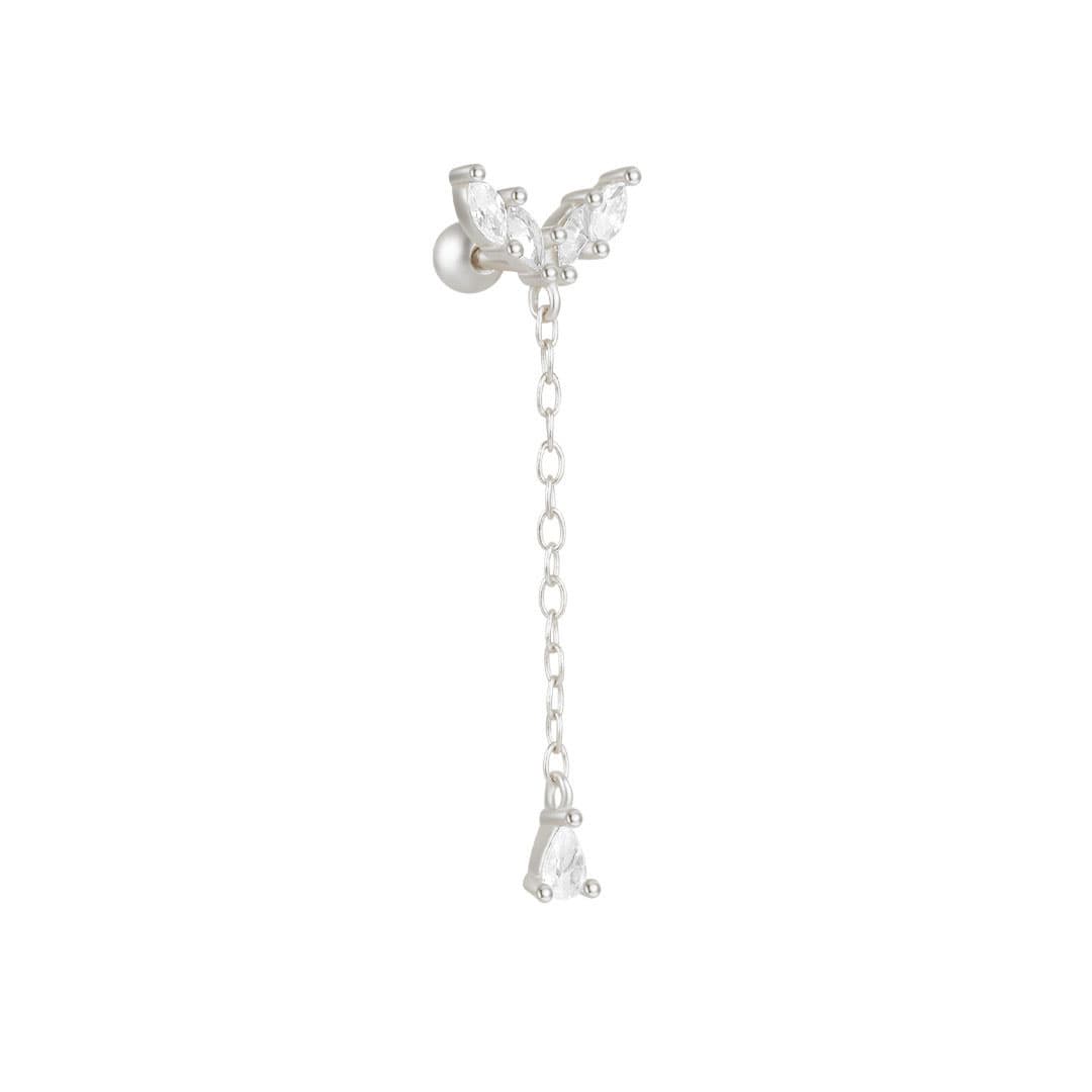 S925 Sterling Silver Moon Pendant Piercing Stud Earring