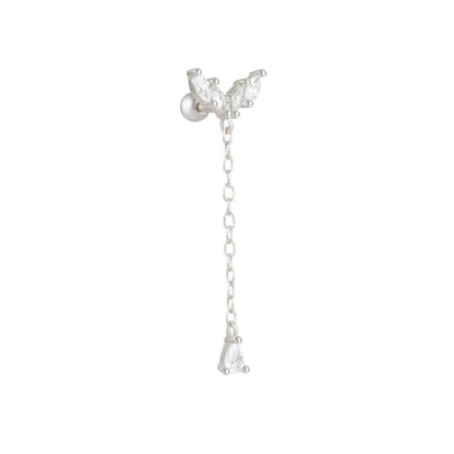 S925 Sterling Silver Moon Pendant Piercing Stud Earring