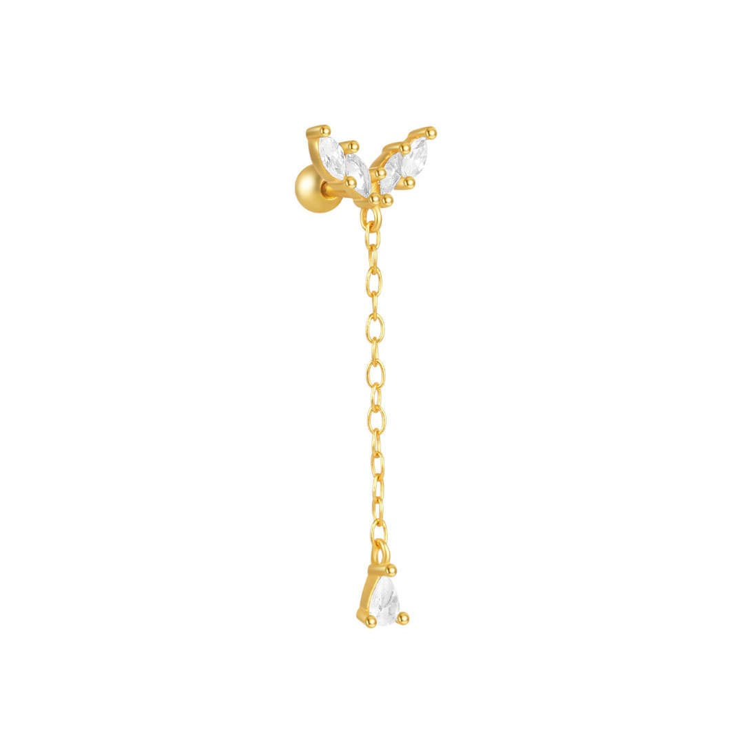 S925 Sterling Silver Moon Pendant Piercing Stud Earring