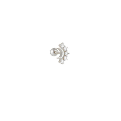 S925 Sterling Silver Moon Pendant Piercing Stud Earring