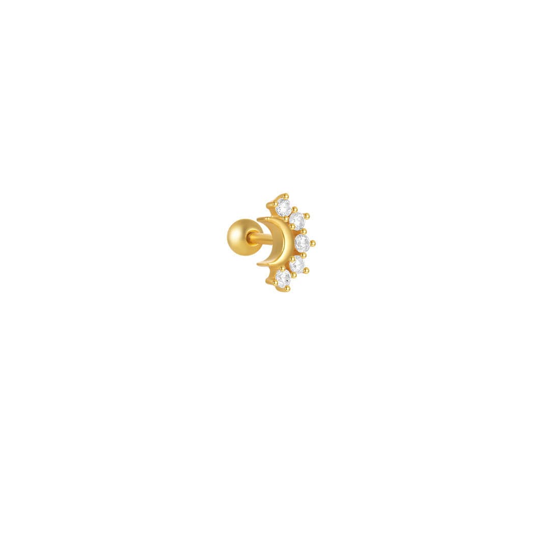 S925 Sterling Silver Moon Pendant Piercing Stud Earring