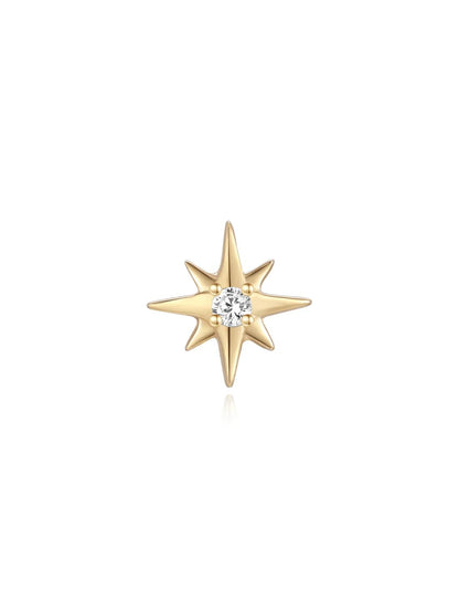 S925 Sterling Silver Octagonal Ear Piercing Stud