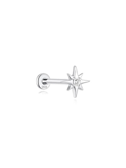 S925 Sterling Silver Octagonal Ear Piercing Stud