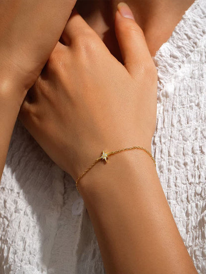 S925 Sterling Silver Octagonal Star Cubic Zirconia Bracelet