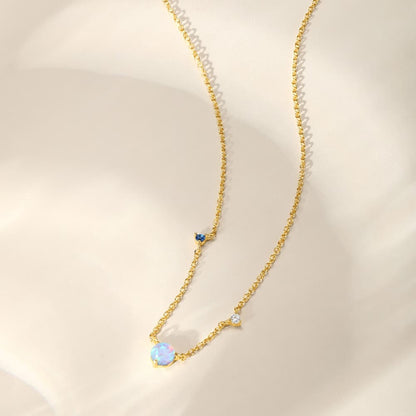 S925 Sterling Silver Opal & CZ Luxury Fashion Necklace