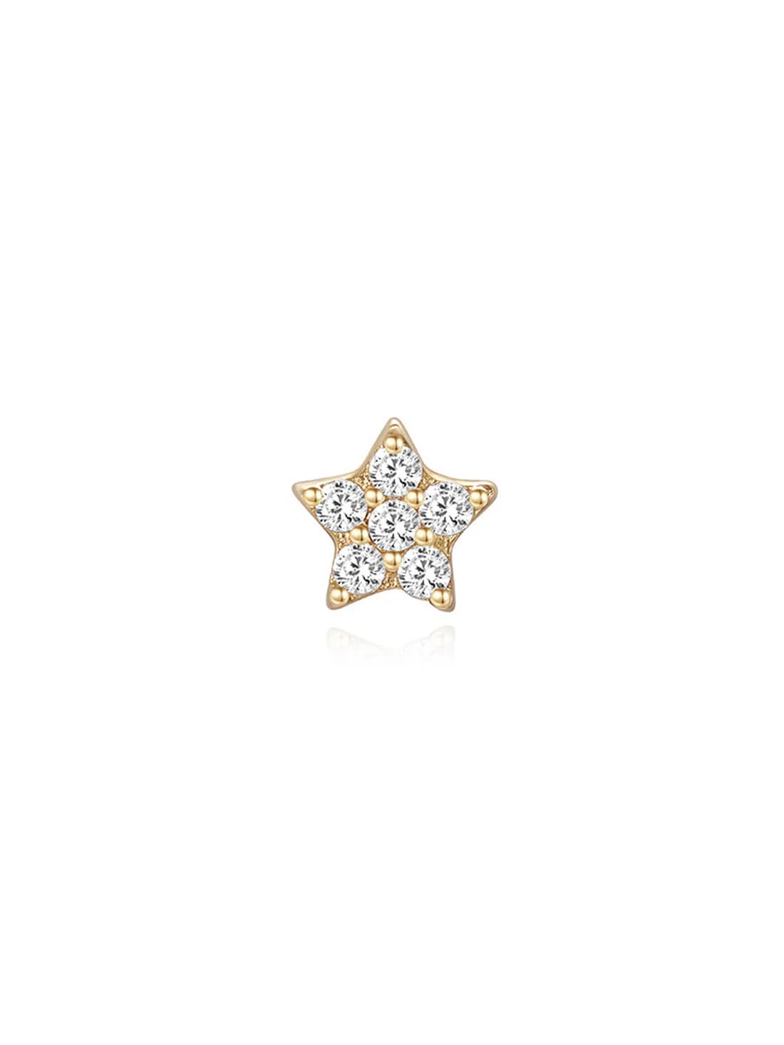 S925 Sterling Silver Pentagram Eternity Ear Piercing Stud
