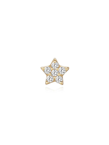 S925 Sterling Silver Pentagram Eternity Ear Piercing Stud