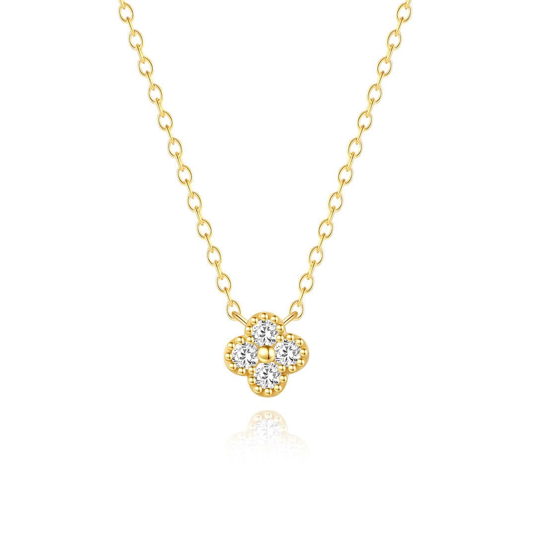 S925 Sterling Silver Petal Cubic Zirconia Necklace