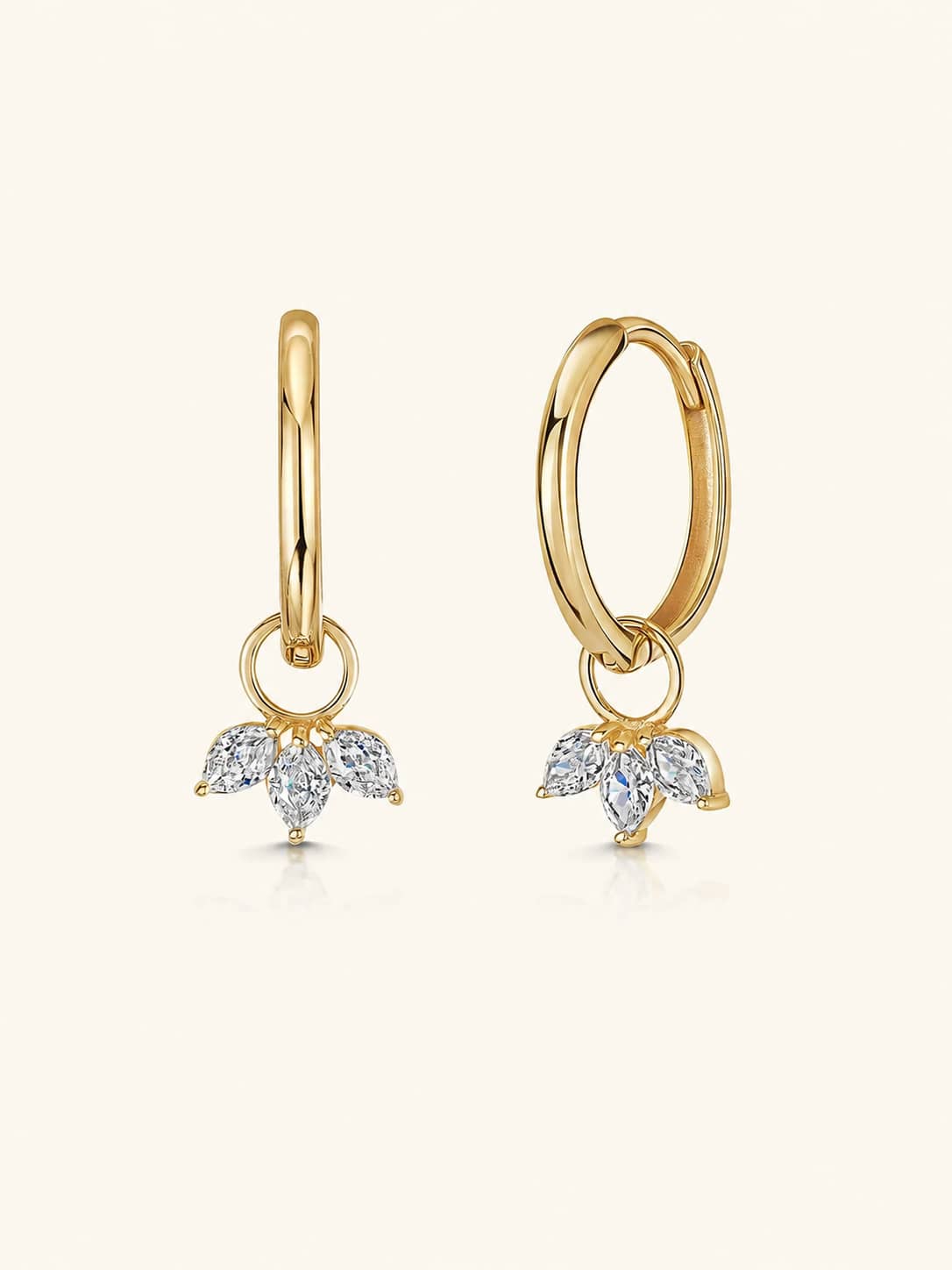 S925 Sterling Silver Petal Zirconia Earrings