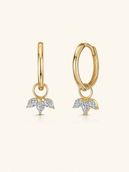 S925 Sterling Silver Petal Zirconia Earrings