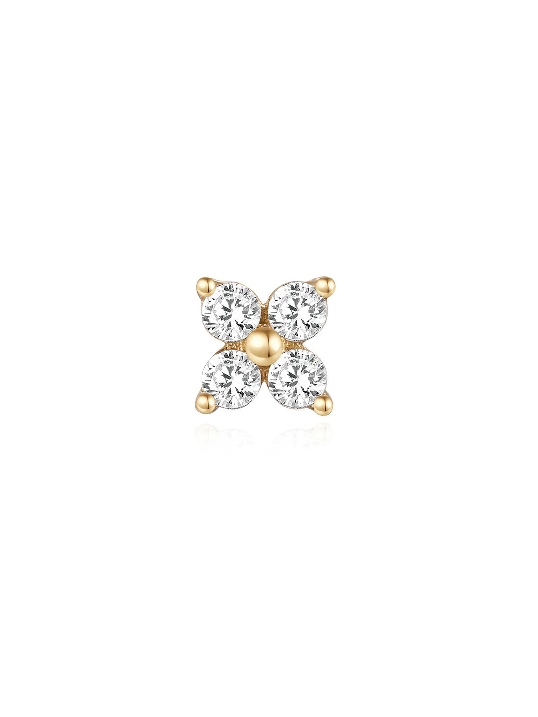 S925 Sterling Silver Sparkle Flower Zircon Ear Piercing Stud