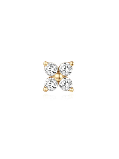 S925 Sterling Silver Sparkle Flower Zircon Ear Piercing Stud