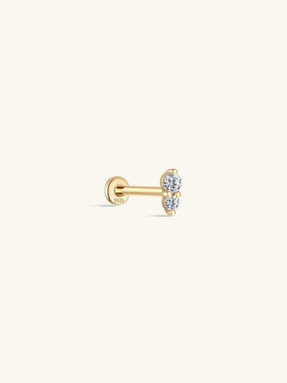 S925 Sterling Silver Sparkling Splicing Ear Piercing Stud