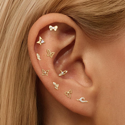 S925 Sterling Silver Star Flat Back Stud Earring