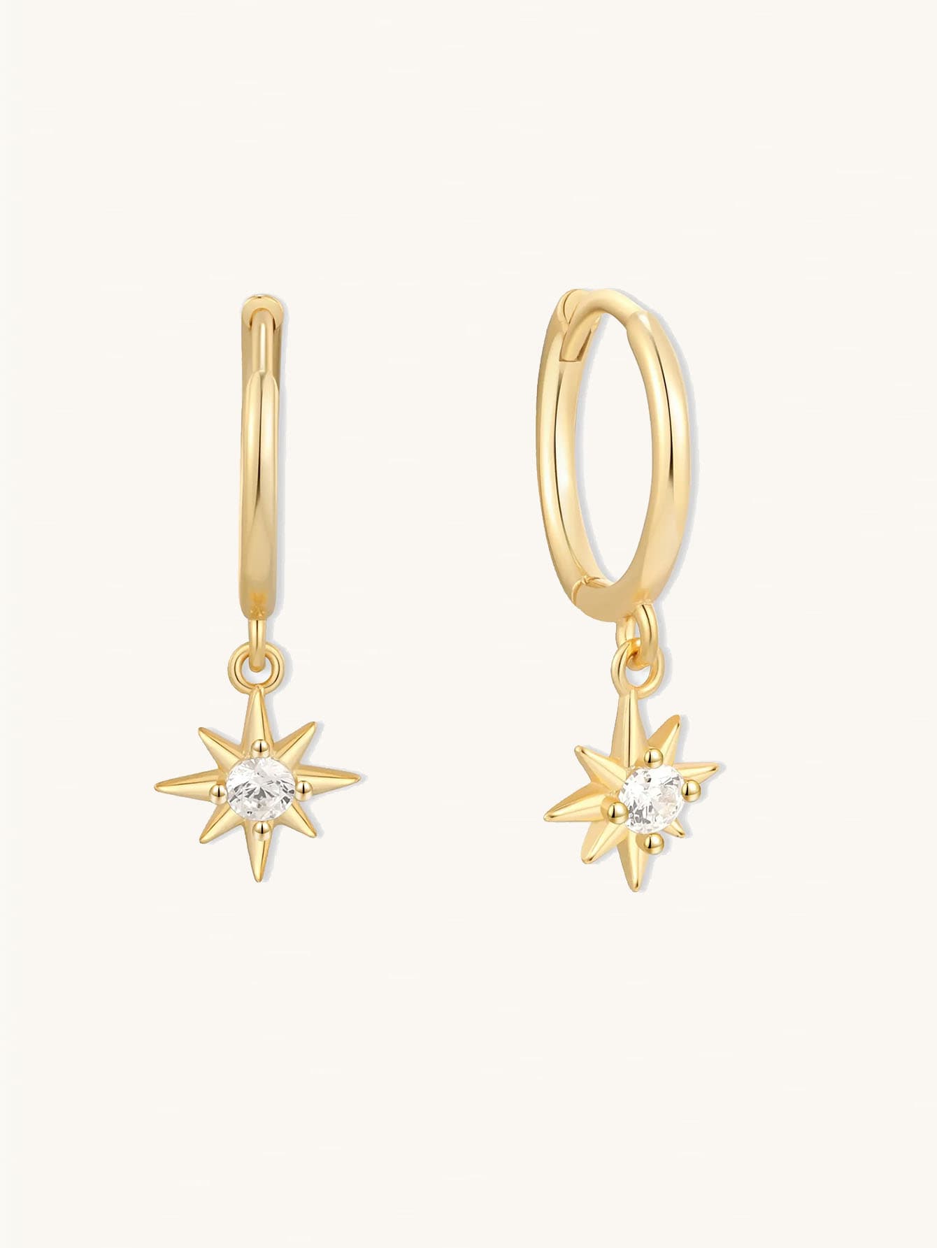 S925 Sterling Silver Starburst Dangle Hoops Earrings