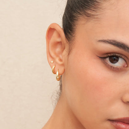 S925 Sterling Silver Starburst Hoops Huggies Earrings