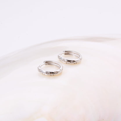 S925 Sterling Silver Starburst Hoops Huggies Earrings