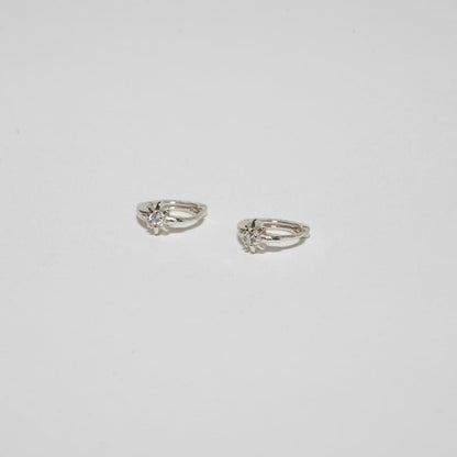 S925 Sterling Silver Starburst Huggie Hoops Earrings