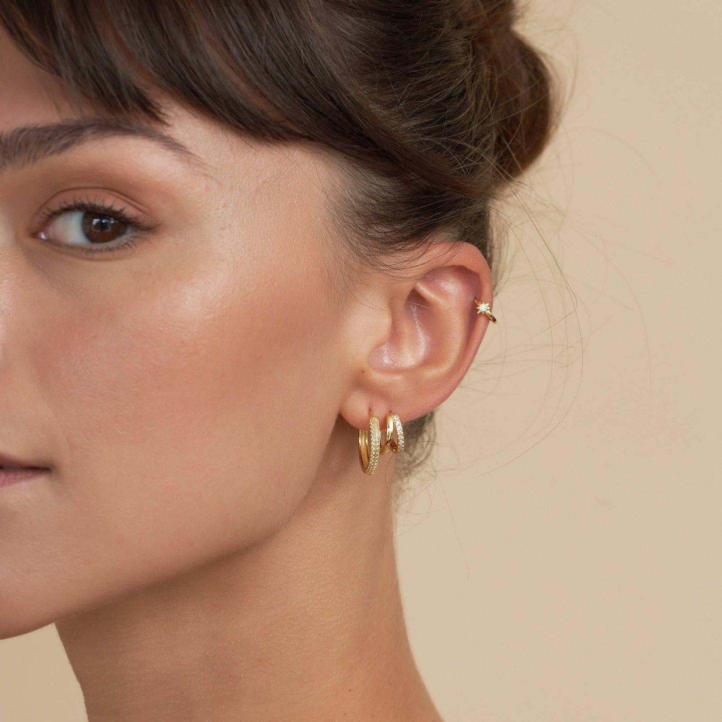 S925 Sterling Silver Starburst Huggie Hoops Earrings