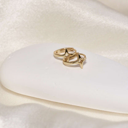 S925 Sterling Silver Tiny Star Hoops Huggies Earrings