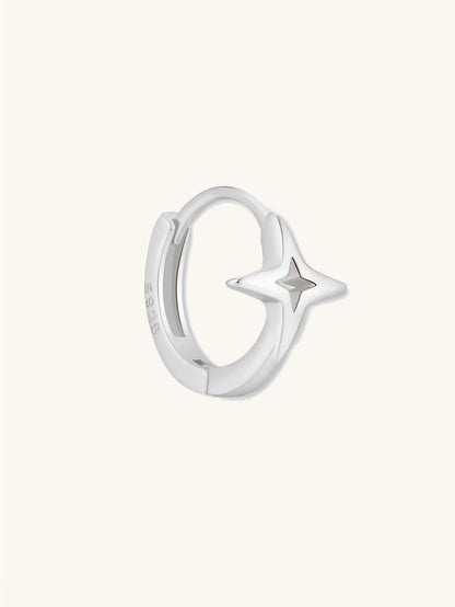 S925 Sterling Silver Tiny Star Hoops Huggies Earrings