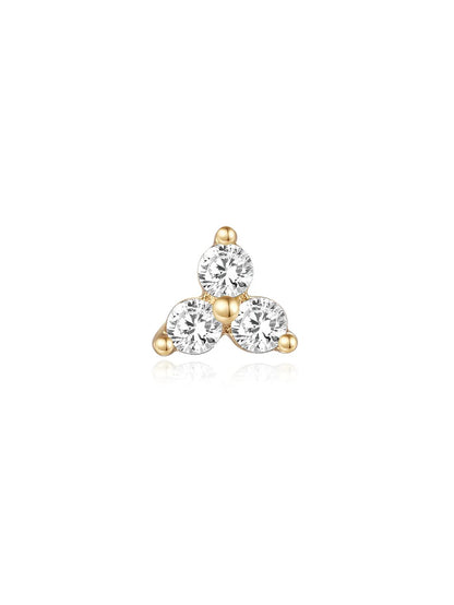 S925 Sterling Silver Trinity Shiny Ear Piercing Stud